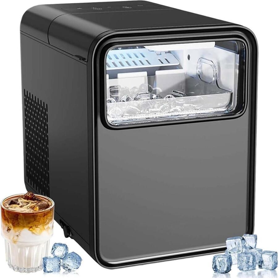 Aanrecht ijsmachine Draagbare ijsmaker Drankjes Koelen Zelfreinigende functie 9 blokjes 6 min Zilver
