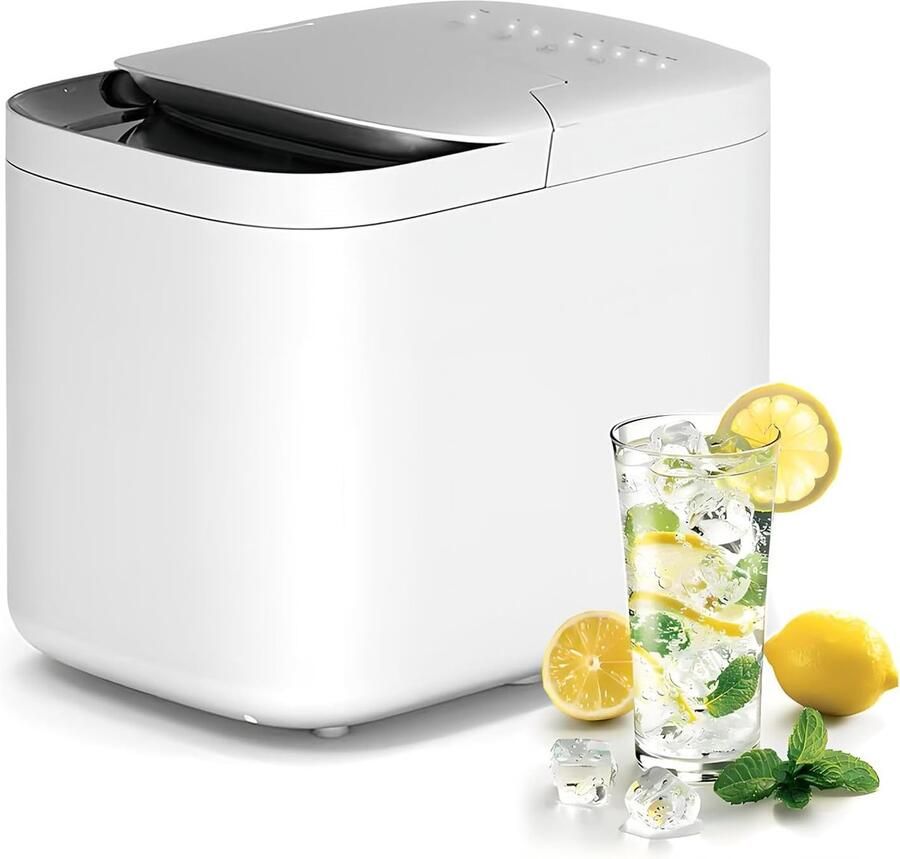 Aanrecht ijsmachine Elektrische ijsmaker Snelle ijsblokjes Zelfreinigend UV-sterilisatie 9 blokjes 6 min Wit