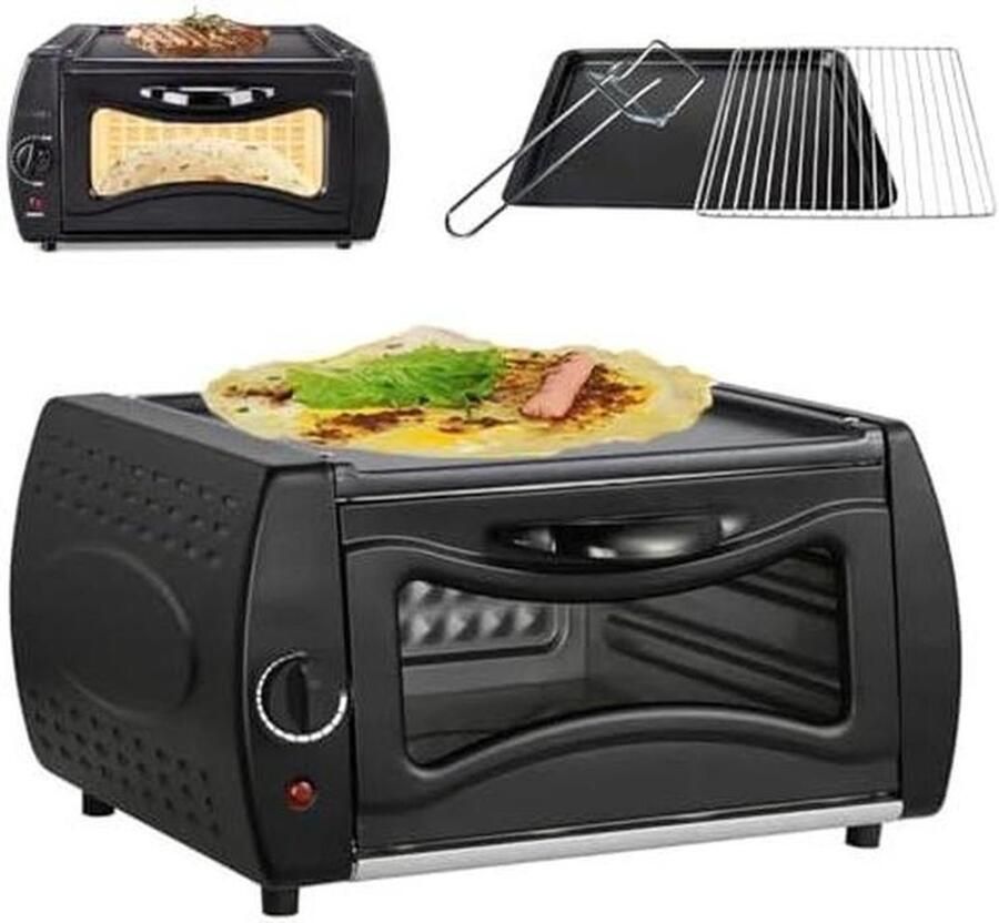 Aanrecht Oven Mini Pizza Oven Thuis Bakken Dubbele Kookcapaciteit 14 Liter Zwart