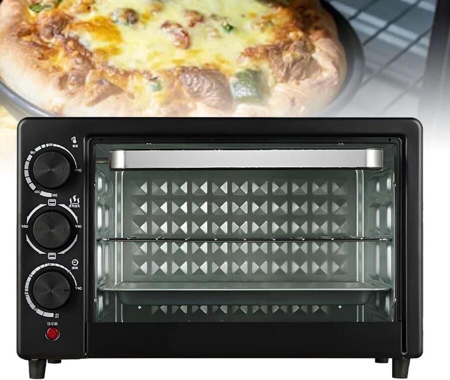 Aanrecht Pizza Oven Huishoudelijke Elektrische Oven Kleine Taart Bakoven Multifunctionele Ontbijt Machine 0-250℃ Verstelbare Temperatuur & 60 Minuten Timer voor Thuis Keuken Restaurants