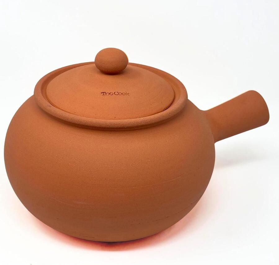 Aardappel Kastanjekoker Terracotta Pan Natuurlijk Koken Vetvrij Koken 31 cm Diameter Natuurlijk