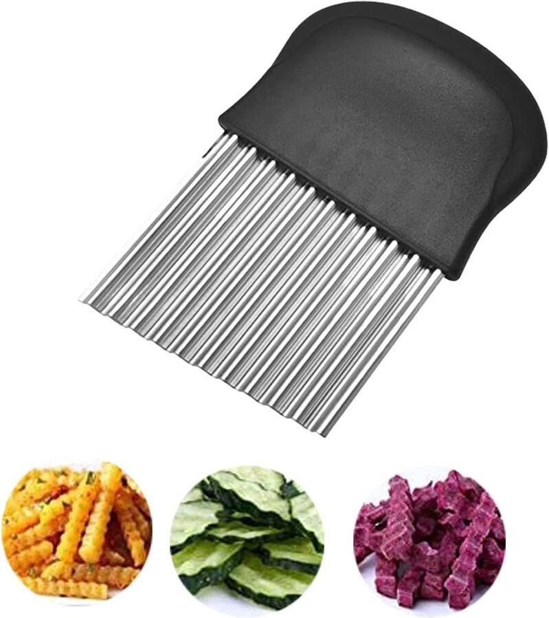Aardappelroestvrij staal zwarte snijmachine golfmes multifunctioneel snijden golfkarton snijgereedschap gebruikt voor aardappelen fruit zoete aardappelen groenten botergolfmes