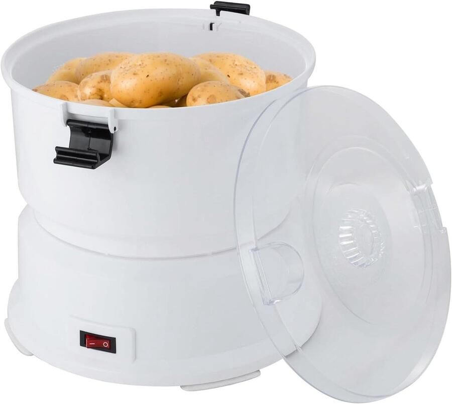 Elektrische Aardappelschilmachine Automatische Dunschiller Snel Groenten Schillen Grote Capaciteit 0.8 kg Wit