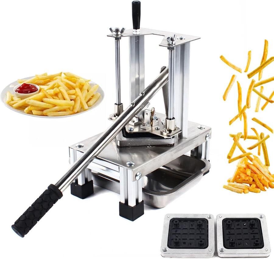 Aardappelsnijder roestvrij staal frietpers machine aardappelsnijder knijper 3 x messen verticale aardappelsnijder friet groentesnijmachine set