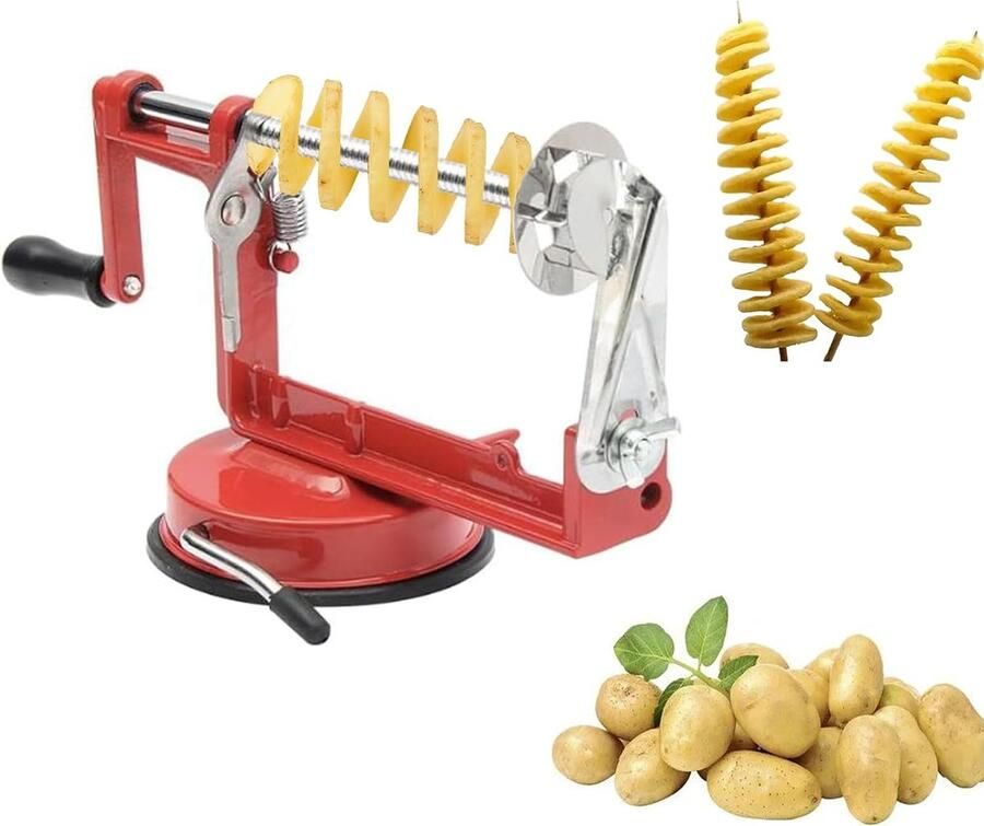 Aardappelsnijder roestvrij staal handmatige spiraalsnijder met roestvrijstalen lemmet voor groenten en fruit met antislip greep