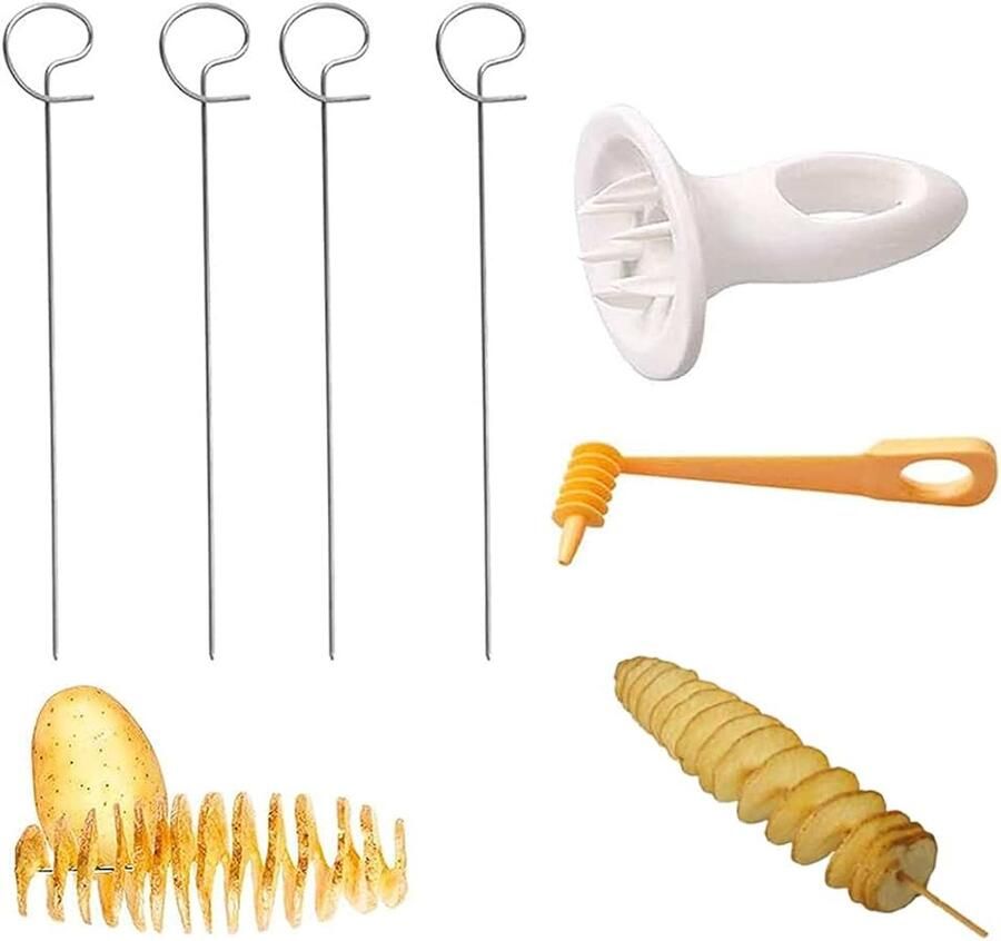 Aardappelspiraalsnijder handmatige roestvrijstalen aardappelversnipperaar snijmachine voor tornadochips familiefeest