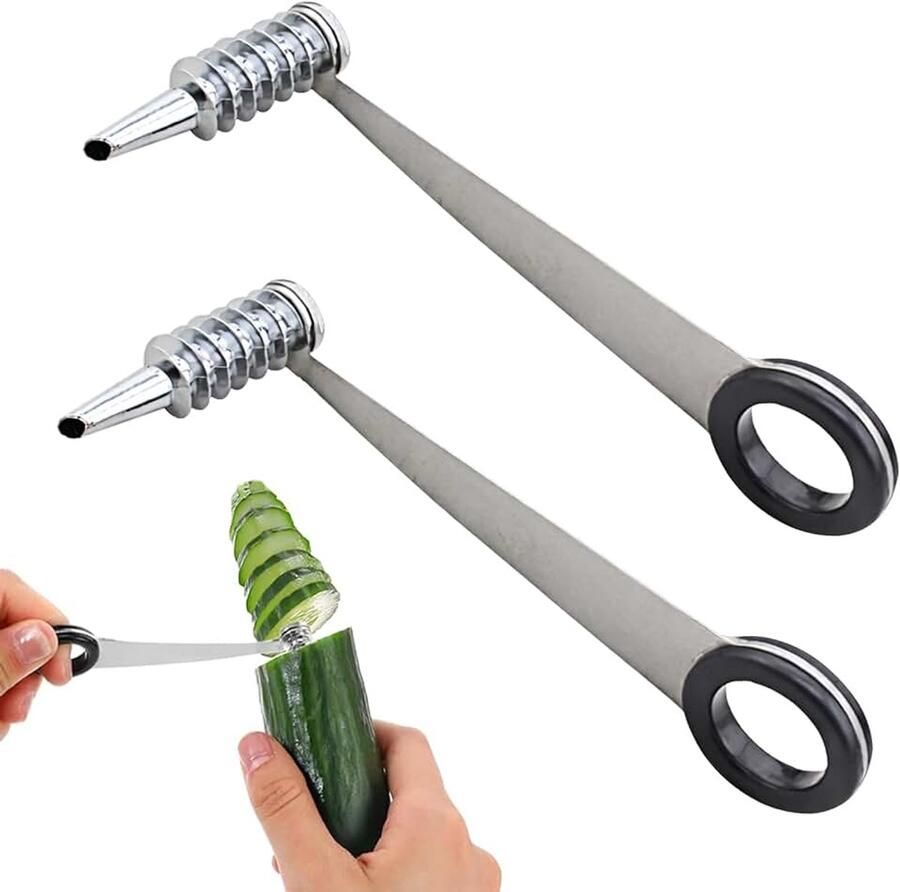 Aardappelspiraalsnijder spiraalsnijder aardappelspiraalsnijder 2 stuks roestvrij staal compact direct te gebruiken voor aardappelen wortelen komkommers gemakkelijk te reinigen