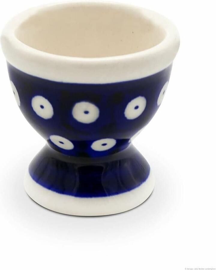 Aardewerk Eierbeker Bunzlauer Keramik Ontbijt Serveren Handgemaakt Decor 54 cm Blauw