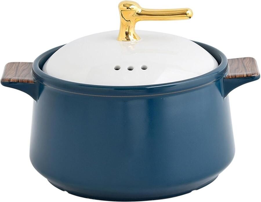 Aardewerken Pan Braadpan Deksel Heerlijk Koken Warmtebehoud 2.5L Blauw