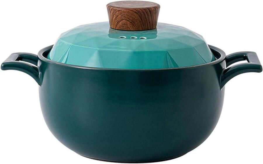 Keramische Stoofpan Aardewerk Braadpan Langzaam Garen Gelijkmatige Warmteverdeling 4.5 Liter Zwart
