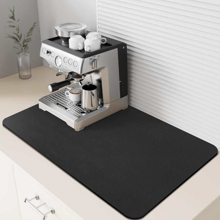 Absorberende Droogmat voor Aanrecht Rubber Onderkant Perfect voor Koffiemachine en Espresso 40x60cm Zwart