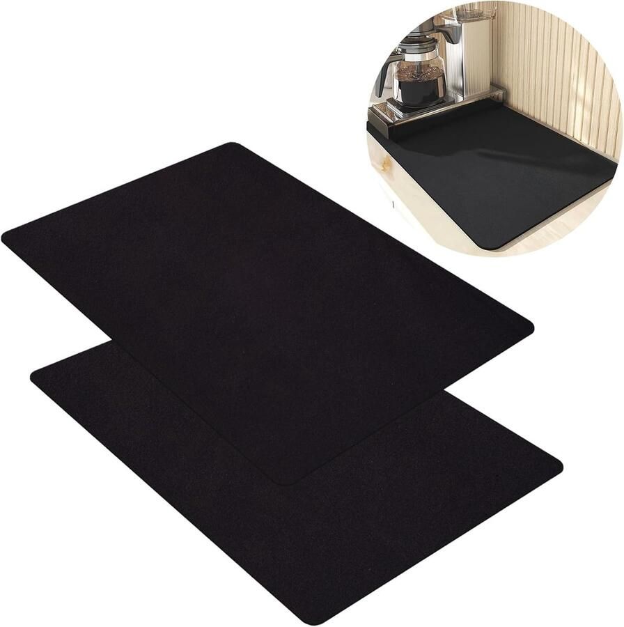 Absorberende koffiemat set van 2 30 x 40 cm ideaal voor koffiemachine aanrecht en keuken
