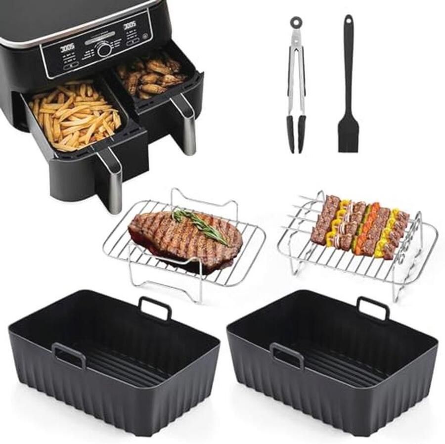 Accessoire Set voor Airfryer 10 Delige Set voor Dubbele Airfryer 7.6-9.5 L