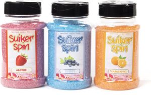 Accessoire voor suikerspinmachine Suikerspinsuiker fruitmix 2 3 x pot á 400 gram