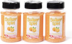 Accessoire voor suikerspinmachine Suikerspinsuiker sinaasappel 3 x pot á 400 gram