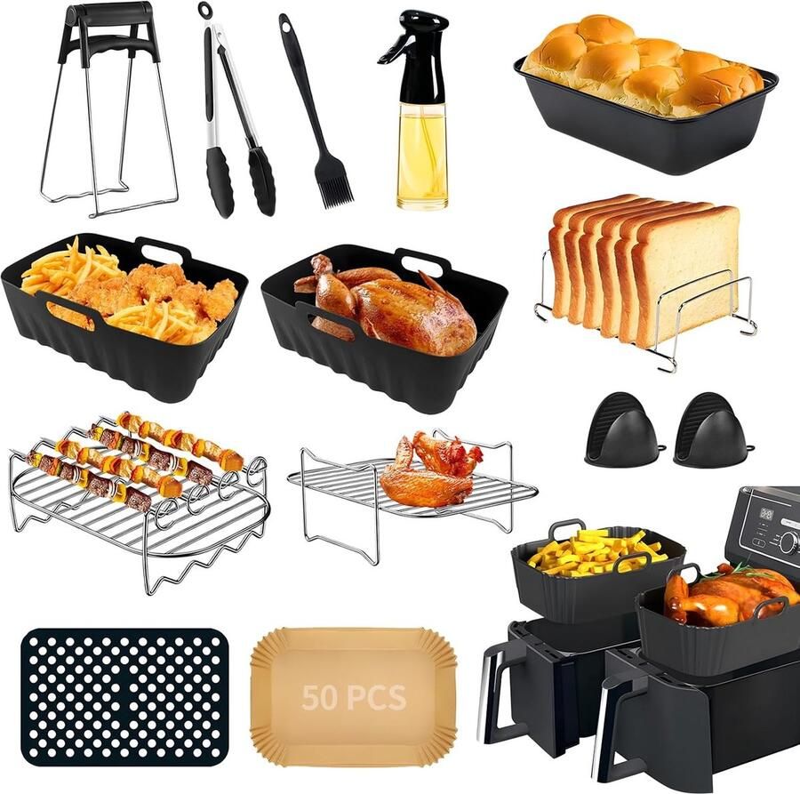 Accessoires airfryer-accessoires voor Ninja Foodi Max Dual Zone heteluchtfriteuse AF300EU AF400EU 7.6L-9 5L siliconen vorm voor Ninja heteluchtfriteuse