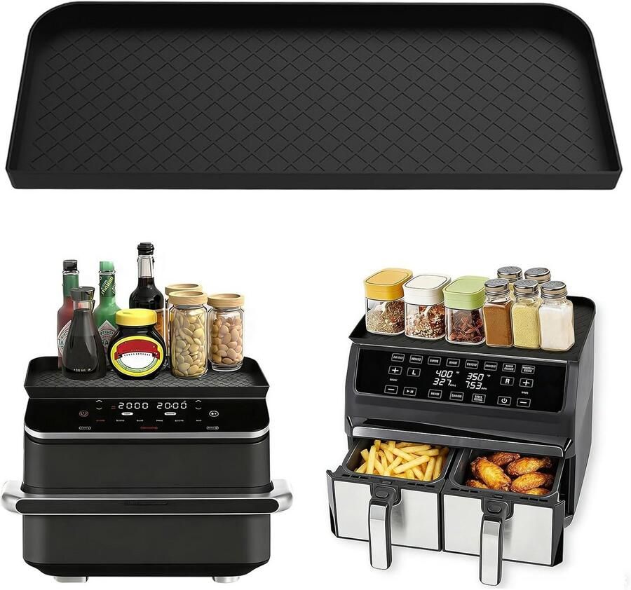 Accessoires Airfryer Siliconen Mat Bescherming Keuken Hittebestendig Voedselveilig 23 x 21 cm Zwart