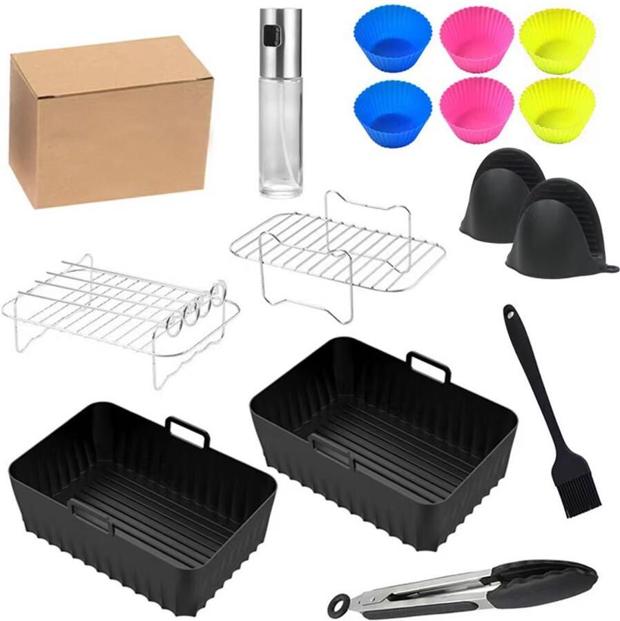 Accessoires Geschikt voor Ninja Airfryer Accessoires Geschikt voor Ninja Foodi AF300EU AF400EU Tower T17088 Geschikt voor Dubbele Airfryer 7 6L 9 5L BPA-Vrij Herbruikbaar & Vaatwasmachinebestendig