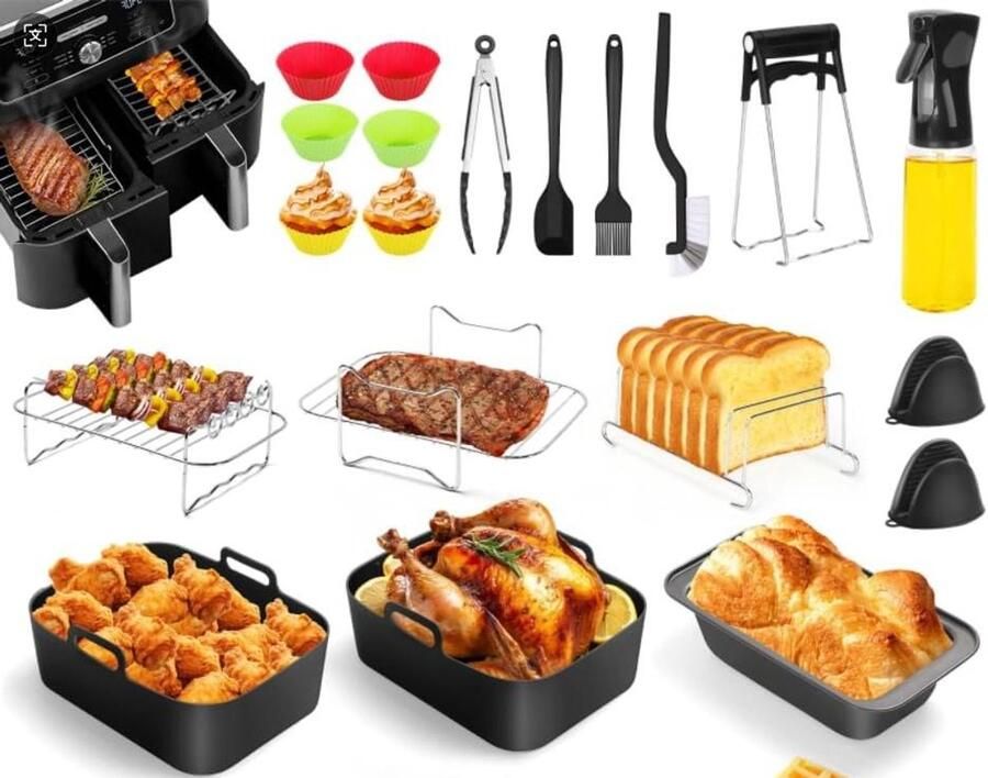 Accessoires Heteluchtfriteuse Friteuse Bakvorm Gezond Koken 27 Delig 312 x 244 x 13 cm Multicolor