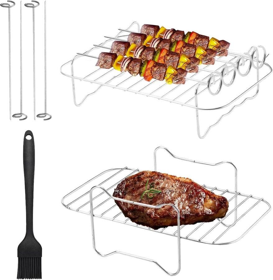 Accessoires heteluchtfriteuse met 4 grillstaafjes en 1 olieborstel voor Ninja Foodi AF300EU AF400EU Airfryer accessoires rooster voor heteluchtfriteuse
