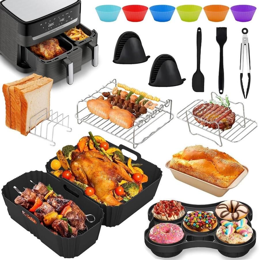 Accessoires luchtfriteuse voor Tefal EY9018 Dual Easy Fry 5.2 3.1L accessoires voor Ninja-luchtfriteuse bakvormen voor airfryer grill siliconen handschoenen enz