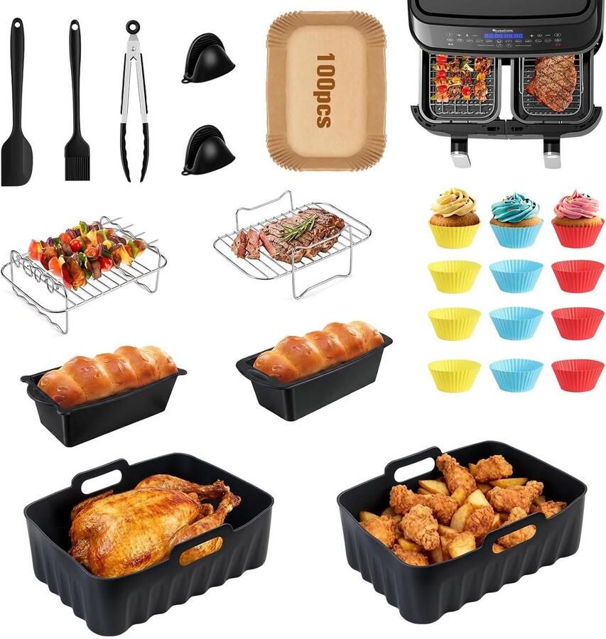Accessoires siliconen vorm heteluchtfriteuse accessoires voor Ninja Foodi Max Dual Zone AF400EU AF300EU 7 6-9 5L Airfryer siliconen inzetstuk Air Fryer Accessories