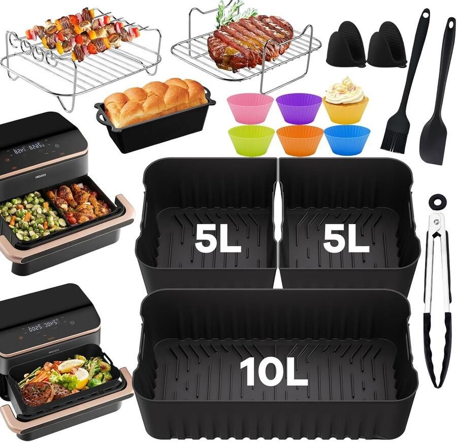 Accessoires voor Cosori Dual Blaze TwinFry XXL 10L 17 Stuks Airfryer Siliconen vorm Accessoireset siliconen vorm heteluchtfriteuse accessoires voor COSORI 10L