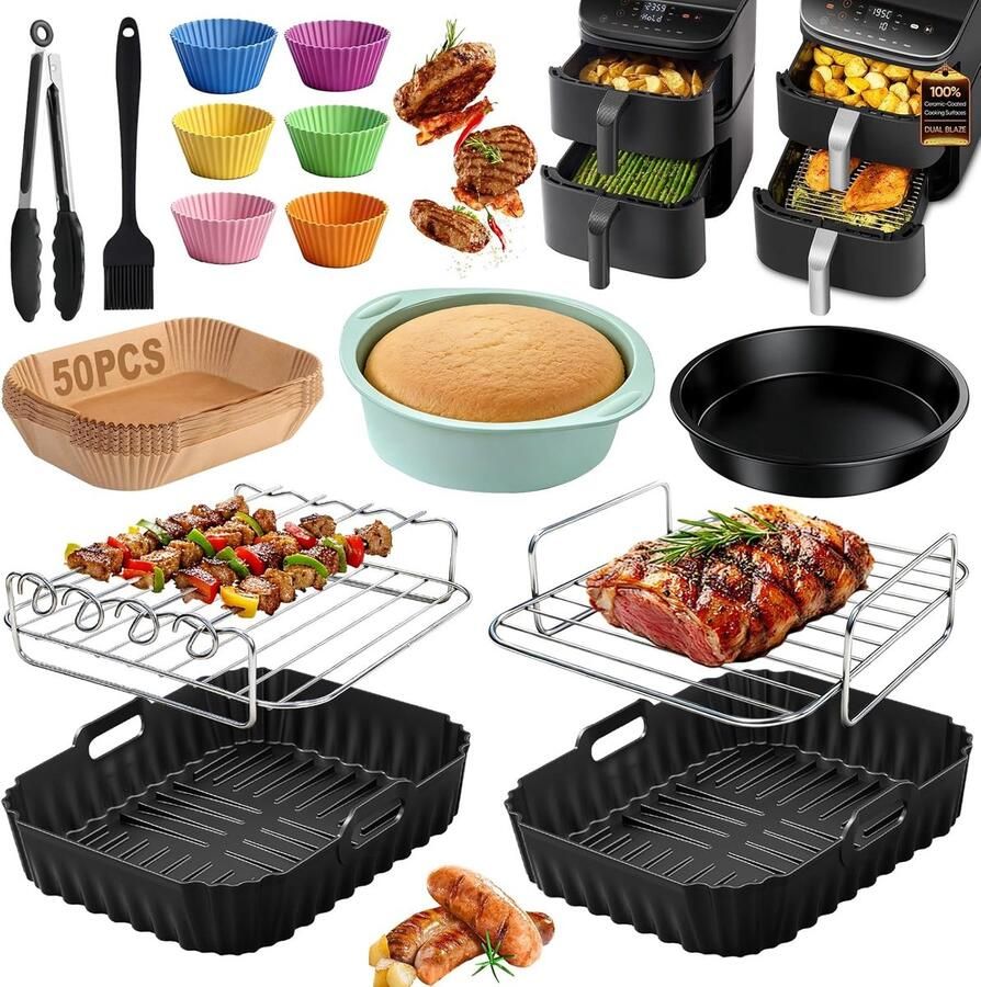 Accessoires voor Cosori Turbo Tower Compact 8 6 l Double Stack Airfryer siliconen vorm accessoires voor Cosori 8 6 l Air Fryer siliconen inzetstuk BPA-vrij