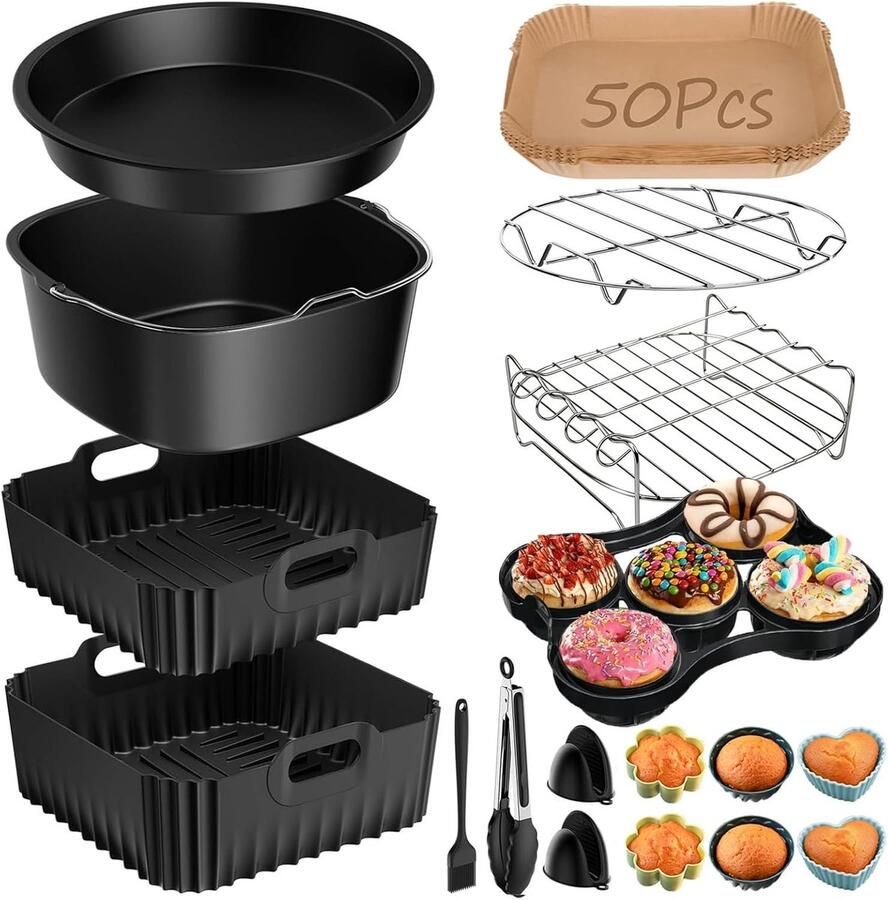 Accessoires voor Cosori Turbo Tower Pro Smart 10 8 l Double Stack Airfryer 17-delig met BPA-vrij Cosori Turboblaze accessoires Turbo Tower 6 5 l 4 3 l Air Fryer bakpapier