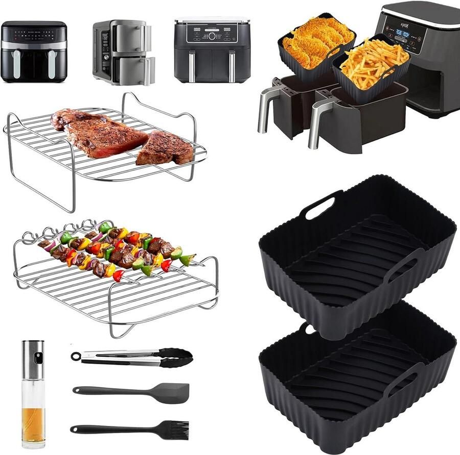 Accessoires voor heteluchtfriteuse 2024 accessoires voor Dual AF500EU AF400EU AF300EU Double Stack XL SL400EU 8 stuks airfryer-accessoires voor Ninja Foodi siliconen vorm