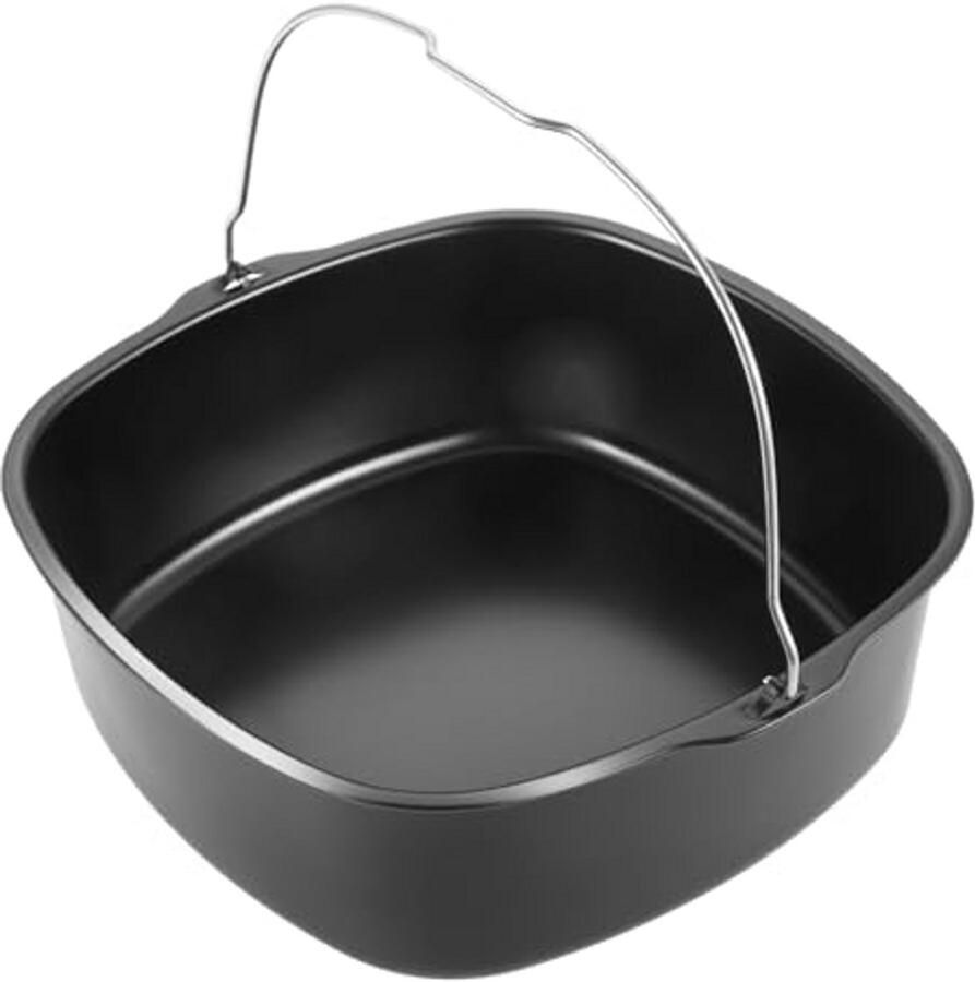 Airfryer Accessoire Bakvorm Bakken en Koken Vaatwasmachinebestendig 22 x 22 x 10 cm Zwart