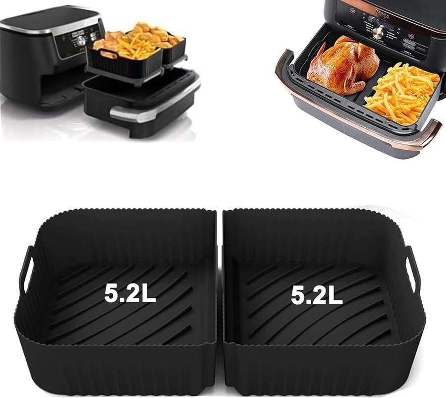 Accessoires voor heteluchtfriteuse Ninja Foodi Flexdrawer 10 4 L AF500EU Airfryer Ninja-accessoires siliconen vorm herbruikbare airfryer-accessoires voor Ninja AF500EU (5 2 l x 2)