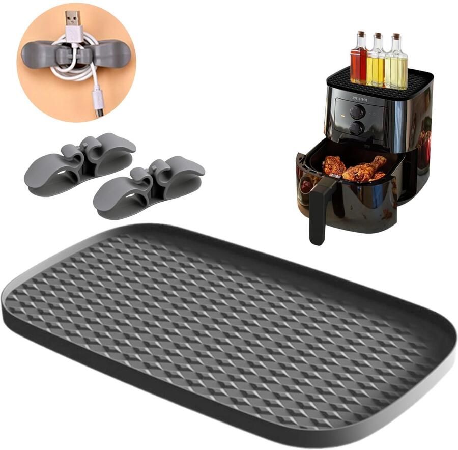 Accessoires voor heteluchtfriteuse voor AF400EU AF451EU multifunctionele siliconen pad met kabelhouder opbergrek siliconen mat voor kruidenflessen bestek