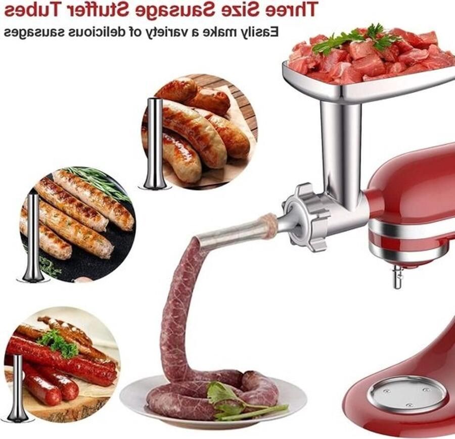 Accessoires voor KitchenAid keukenmachine Vleesmolen en groentesnijder met flexibele schraper