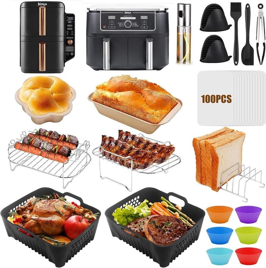 Accessoires voor luchtfriteuse voor Ninja SL400EU AF400EU AF451 AF500EU accessoires voor Ninja-luchtfriteuse bakvormen voor luchtfriteuse grill siliconen handschoenen enz