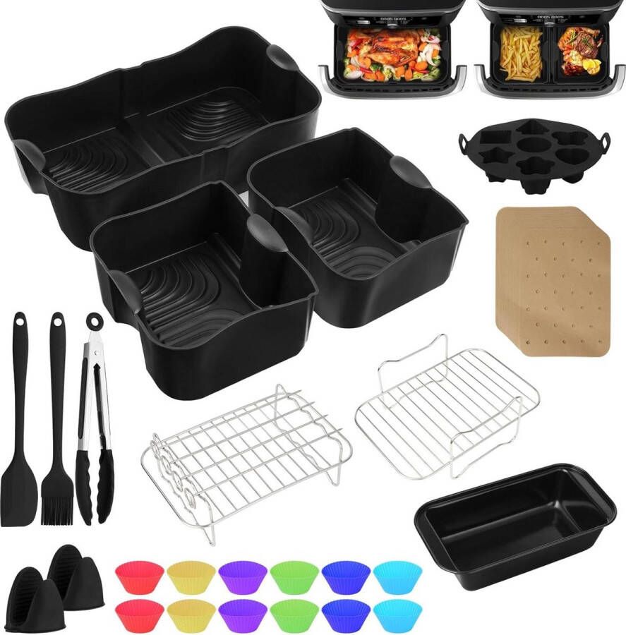 Accessoires voor Ninja AF500UK AF500UKCP Airfryer Dubbele siliconen mal set Grillrek Bakpapier airfryer accessoires