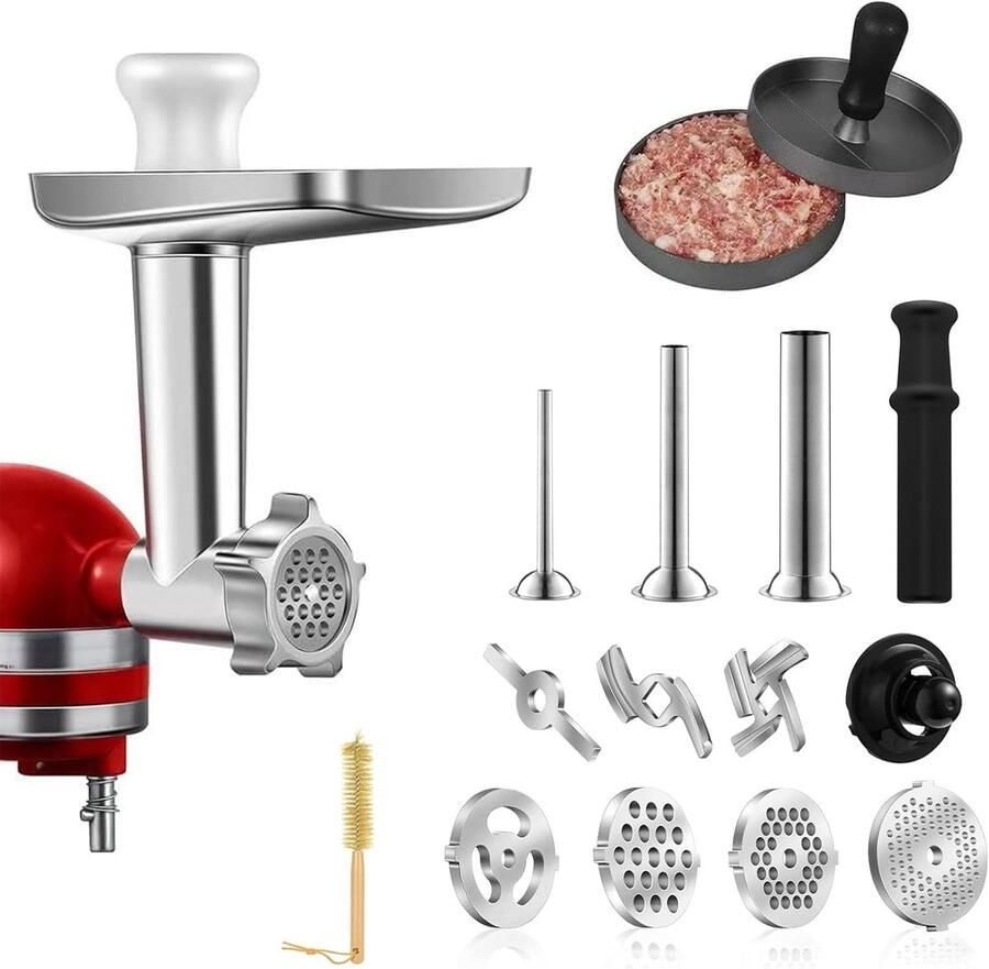 Accessoires voor vleesmolen keukenaccessoires van roestvrij staal met hakschijven worstvulbuizen hamburgermachine voor het hakken van vlees verwerking van fruit en groenten