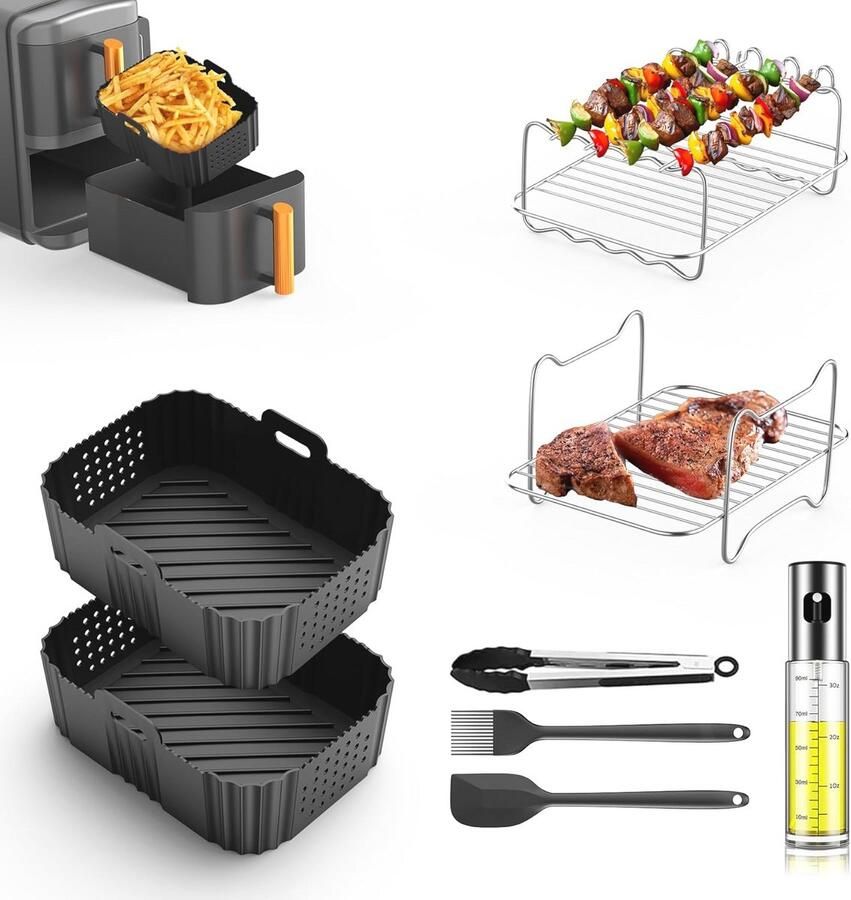 Accessoires voor XL Airfryer en Foodi 8-delige Set voor Bakken en Frituren