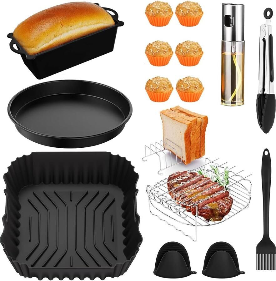 Accessoireset Heteluchtfriteuse 6L Siliconen Vorm & Bakvormen voor Airfryer XXL