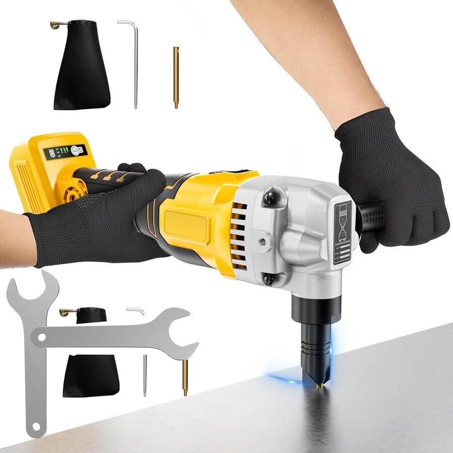 Accu-aangedreven metalen nibbler compatibel met 18V accu's krachtige 950W snijmachine 3-fasen borstelloze technologie ideaal voor metaalbewerking en precisie snijden 1900SPM 3.5m min perfect voor klussen en DIY-projecten