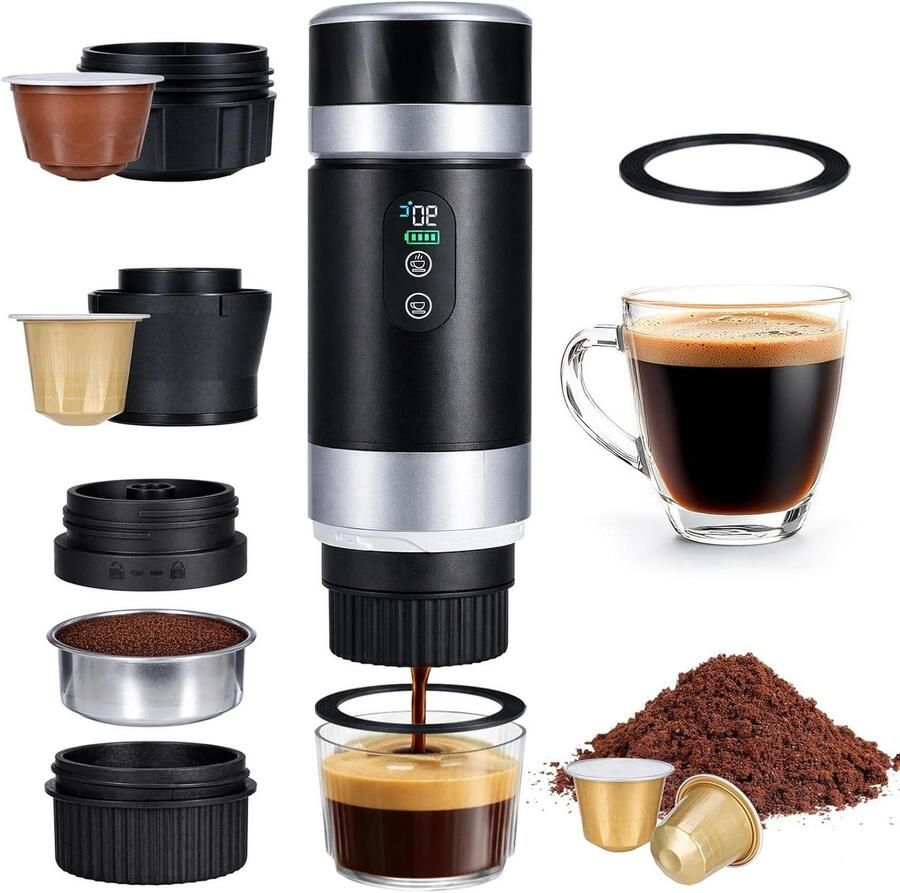 Accu Koffiezetapparaat Draagbare Koffie Maken Eén Kops Machine 150 ml Zwart