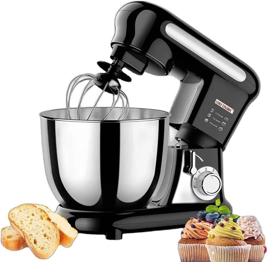 ACEP 60° Draaibare mixer 5L 1500W Zwart Mixer met mengkom Kitchenaid keukenmachine Deegmachine
