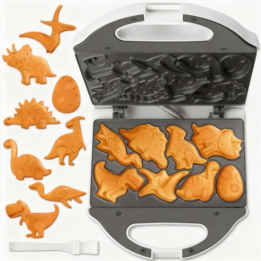 ACEP Dino Wafelijzer Wit RVS Dinosaurus speelgoed Mini wafelijzer Wafel Wafelmaker kind 22D x 21 6B x 9H CM
