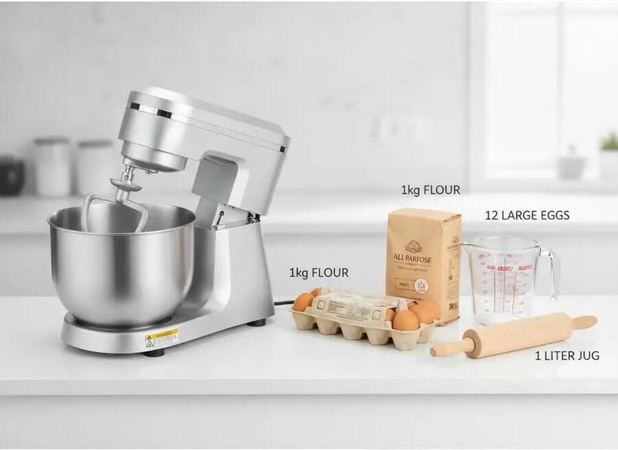 ACEP Kantelbare Keukenrobot Keukenmachine Deegmixer Wit RVS 1500W Mixer Keukenrobot Deegmachine Keukenmixer