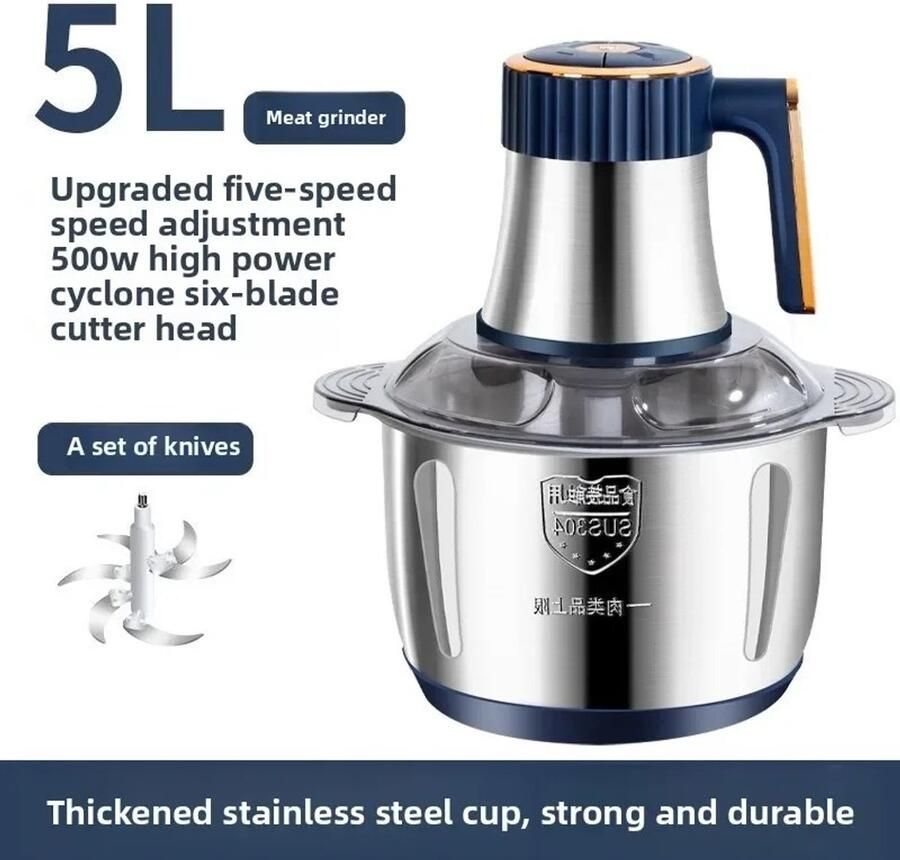 ACEP Krachtige en Multi functionele Vleesmolen 5L 5 Versnellingen RVS Vleesmolen Hakmolens Gehaktmolen 500W
