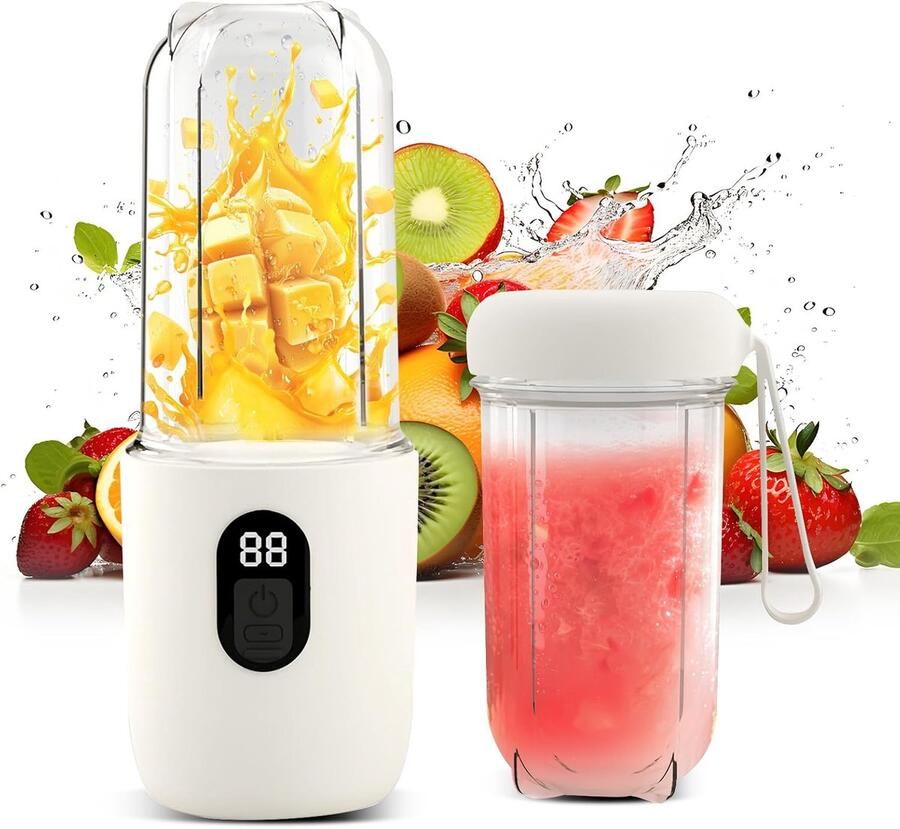 ACEP Mini blender met to go beker Blender smoothie Wit 500ML Blenders Blender to go Mini blender on the go