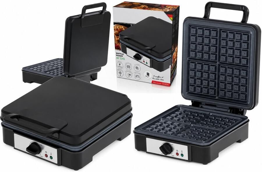 ACEP wafelijzer voor 4 Brusselse wafels Zwart 1800 WATT Wafelmaker Wafelijzers Wafelijzer Anti aanbaklaag BPA vrij