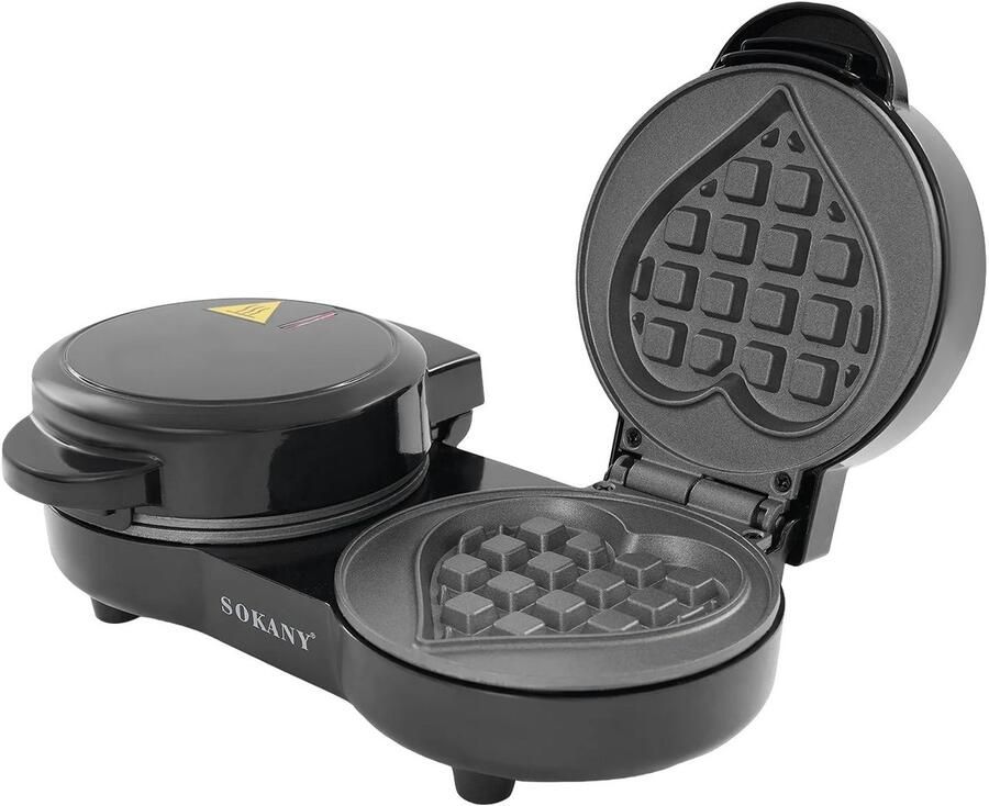 ACEP Wafelijzer wafelijzers Wafelijzer hartvorm Wafelmaker Anti aanbaklaag Wafelijzer mini Zwart wafelijzer 26 6 × 16 × 9 cm