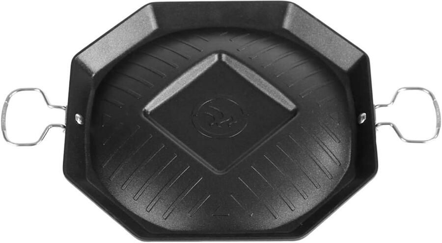 Achtkante Bakplaat Camping Plancha Outdoor Koken Twee Kookzones 30 cm Zwart