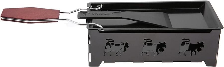 Acouto Kaas-raclette draagbare mini-raclette anti-aanbaklaag voor kaas-raclette rotaster bakplaat met houten handvat